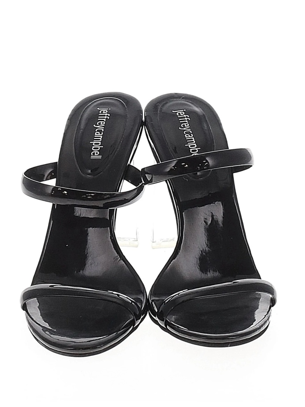 Jeffrey Campbell Black Strappy Mule with Clear Heel - Picture 3 of 10